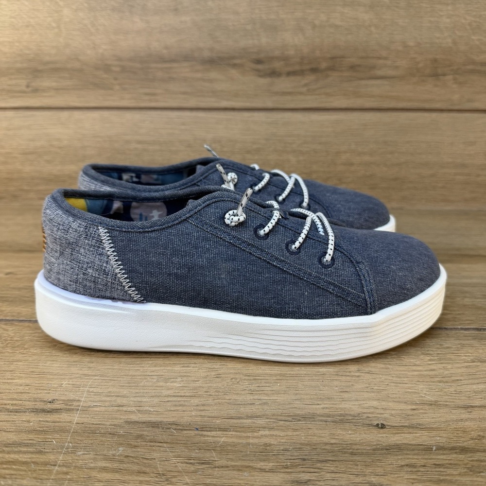 Hey Dude Cody Craft Linen Sneaker Kids Sz 3 Blue Casual Lightweight Slip-on Shoe